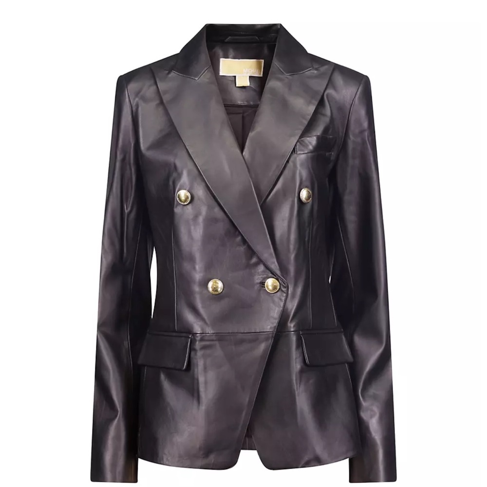 Micheal Michael Kors Leather Double breasted Black Blazer New W/out tags